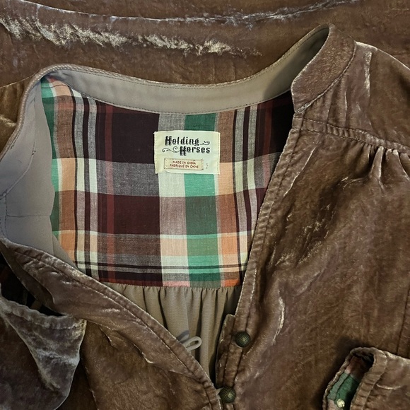 Anthropologie Holding Horses Velvet Button Shirt Dress - Picture 8 of 13